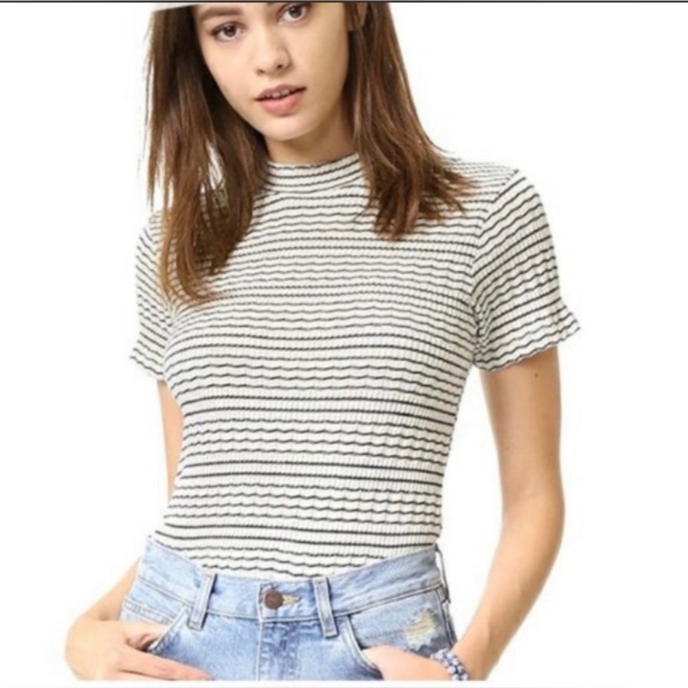 MOTHER Mock Neck Itty Bitty Tee in French Tart $119 M
